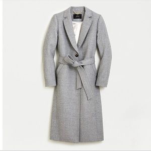 J.Crew Gray Wrap Coat in double-serge wool with single button.
